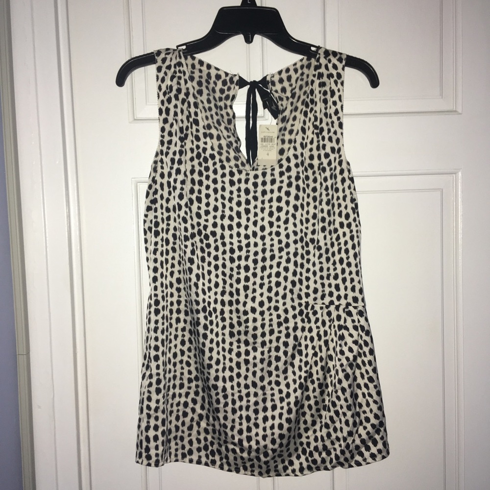 Ann Taylor black/white animal print shirt/blouse 4